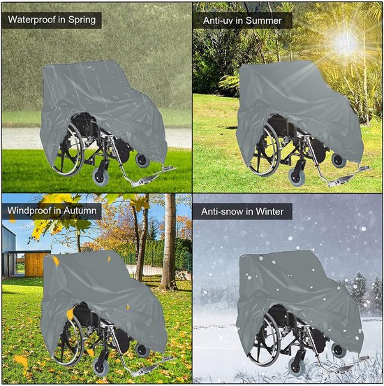Waterproof Wheelchair Cover - Oxford Fabric Wheelchair Cover, Mobile Vehicle Cover, Wheelchair Storage Protector - UV Protection, Dust Protection, Outdoor Rain Cover - Gray - 115x75x130cm - Image 6