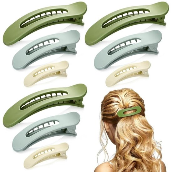 9-pack flat hair clips for women, flat claw clips for girls, suitable for thick and fine hair, 3 sizes, crocodile leather hair clips, matte hair clips, non-slip, French hair accessories - Image 1