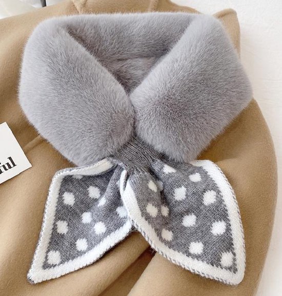 Warm scarf for autumn and winter - Soft and comfortable women's scarf with dotted pattern - Fashionable and versatile winter scarf for everyday use（Grey） - Image 1