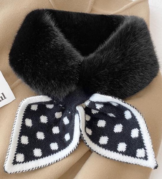 Warm scarf for autumn and winter - Soft and comfortable women's scarf with dotted pattern - Fashionable and versatile winter scarf for everyday use（Black） - Image 1
