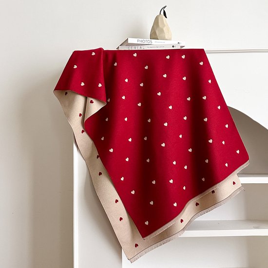 Women's scarf - Long scarf - Double-sided warm blanket - Suitable for spring, autumn and winter - 185*65cm - Red - Image 1