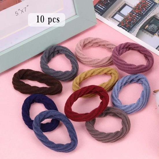 10 Piece Hair Elastic Set – Soft Elastic Hairbands with Pattern – Suitable for Thick, Fine & Curly Hair – Hair Accessories for Girls - Image 1
