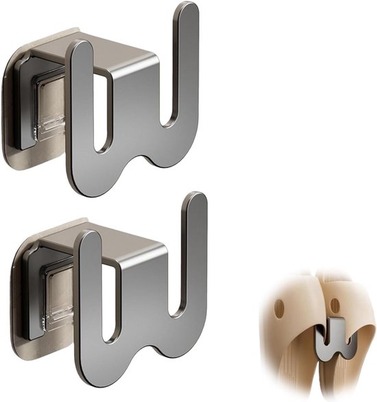 Set of 2 Self-Adhesive Shoe Racks - Space-Saving Storage Shelves - Suitable for bathrooms, bedrooms and RVs; perfect for storing slippers and sneakers（Grey） - Image 1