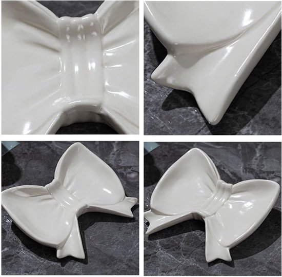Bow Soap Dish - Ceramic Soap Organizer with Pink Bow - Bathroom Decor, Sponge Holder for Sink, Jewelry Storage Box, Bathroom Accessories for Countertop (White) - Image 7