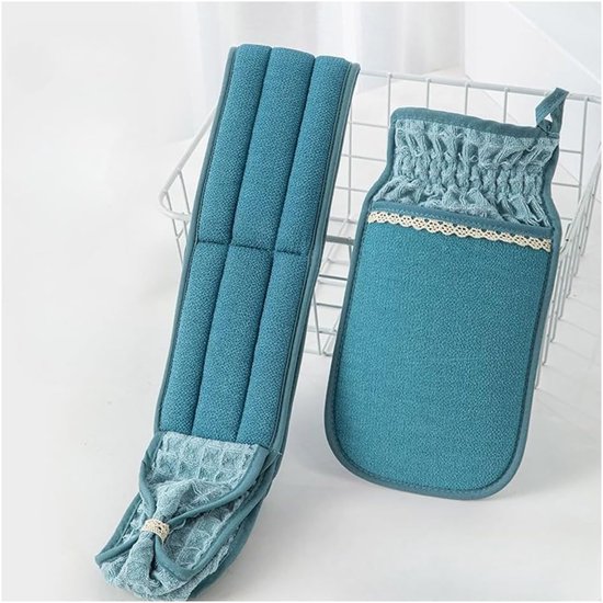 Two-Piece Bath Towel Set – Deep Cleansing Back Towel – Scrub Washcloth for Shower – Suitable for Men and Women (Blue) - Image 1