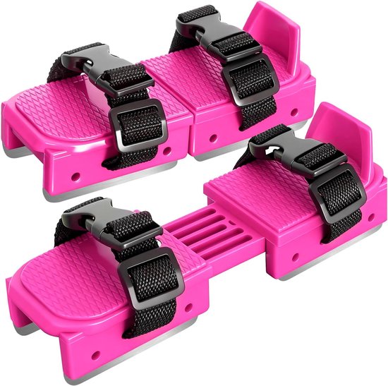Adjustable Kids' Skates - Double Blade for Stability - With Straps & Shoe Size 16-21 - Pink - Image 1