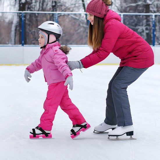 Adjustable Kids' Skates - Double Blade for Stability - With Straps & Shoe Size 16-21 - Pink - Image 7