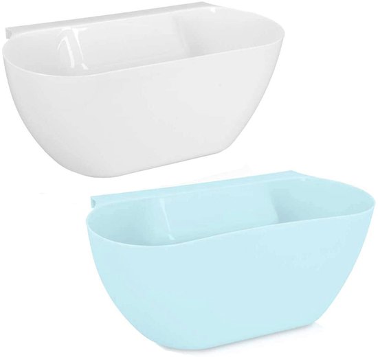 Wall-Mounted Waste Bins - Pack of 2 - Kitchen Waste Bins, Hanging Bins, Kitchen Waste Bins - Hanging Storage Boxes - White and Blue - Image 1