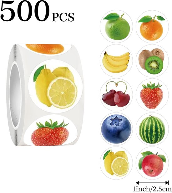Stickers - 500 stickers - Diary stickers - Laptop decoration stickers - Fruit sticker roll - Image 1