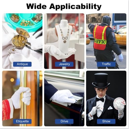 Gloves - 4 pairs - White cotton gloves - Suitable for dry hands - Can be worn while sleeping - High-quality cotton gloves - Unisex white gloves - Gloves with rounded corners - Image 2