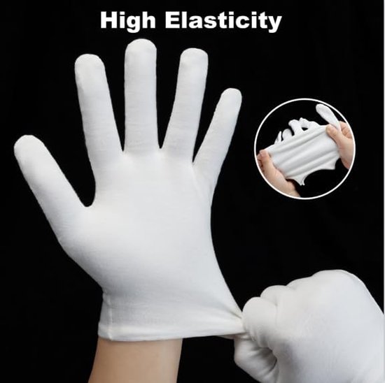Gloves - 4 pairs - White cotton gloves - Suitable for dry hands - Can be worn while sleeping - High-quality cotton gloves - Unisex white gloves - Gloves with rounded corners - Image 3