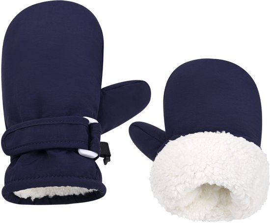 Children's ski gloves - Thick mittens with fleece lining - Windproof, heat-insulating, Velcro closure to prevent slipping - Navy blue - Image 1
