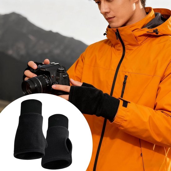 Gloves - Half-finger gloves - Warm winter gloves - Suitable for commuting, office work and driving - Black - Image 3