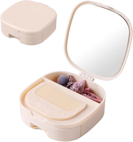 Makeup Mirror - Travel Makeup Mirror - Portable Makeup Mirror with Storage Box - Foldable Compact Mirror with Storage Box - Delicate Storage Box - Image 1