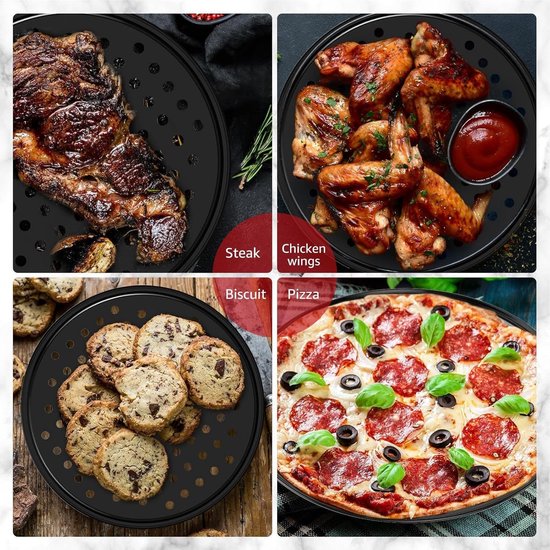 Pizza baking tins - 2 pieces - Non-stick baking tins made of stainless steel - Baking trays for home, kitchen, camping and barbecue - Round baking tins - 24 cm and 26 cm - Image 5