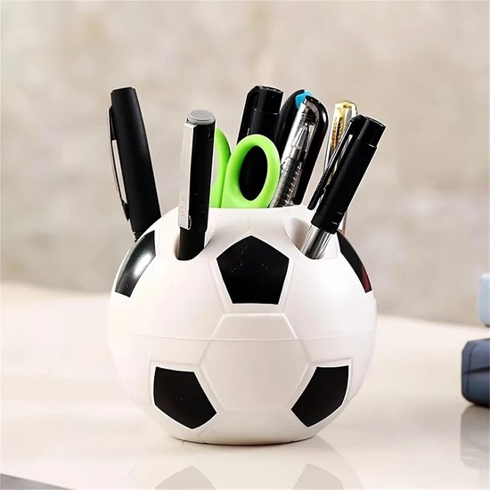 Multifunctional pen holder - football-shaped pen holder - student pen holder - plastic pen holder - storage box for toothpaste and toothbrush - black - Image 1
