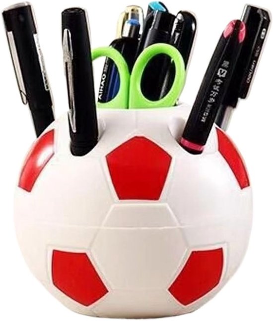 Multifunctional pen holder - football-shaped pen holder - student pen holder - plastic pen holder - storage box for toothpaste and toothbrush - red - Image 1