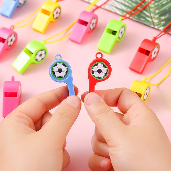 Soccer Whistles - Stadium Cheering Accessories - 24-Piece Set - Sports Whistles - Soccer | Football | Soccer Sticker Whistles (with String) - Image 1