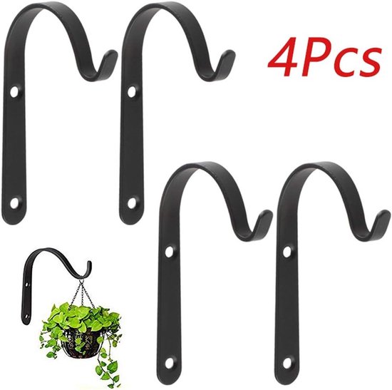 Hanging hooks - Set of 4 - Wall mounting - Suitable for bird feeders - Black - Suitable for indoor and outdoor use - Image 1