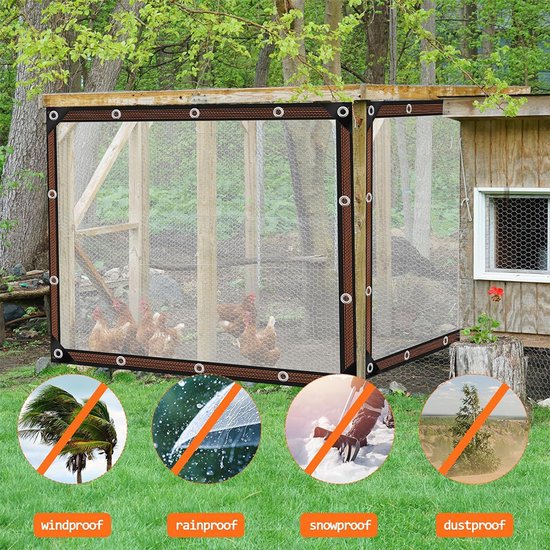 Transparent tarpaulin with eyelets, transparent tarpaulin for outdoor use, waterproof film, woven tarpaulin, canvas, awning, durable, weatherproof, multifunctional tarpaulin 2 x 4m - Image 4