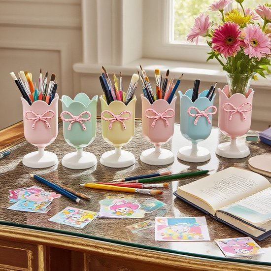 Tulip-shaped pen holder - pen rack - creative desk decoration - refined (Yellow) - Image 3