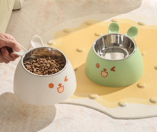 Cat Litter Box - Cat Food Bowl - Non-Slip Design - Pet Food Bowl - Plastic and Stainless Steel Design - Suitable for Cats and Small Dogs - Pink - Image 5