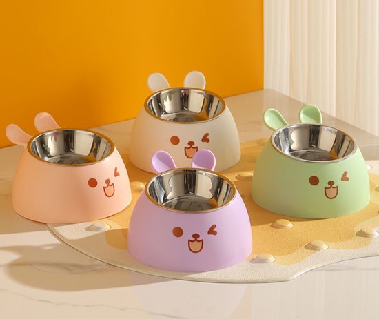 Cat Litter Box - Cat Food Bowl - Non-Slip Design - Pet Food Bowl - Plastic and Stainless Steel Design - Suitable for Cats and Small Dogs - Pink - Image 7