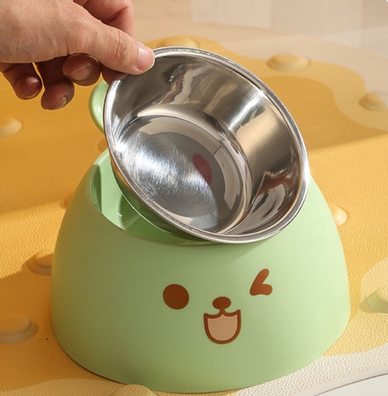 Cat Litter Box - Cat Food Bowl - Non-Slip Design - Pet Food Bowl - Plastic and Stainless Steel Design - Suitable for Cats and Small Dogs - White - Image 2