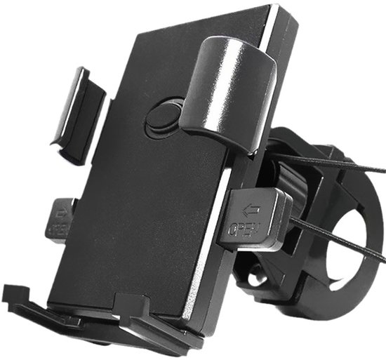 Phone Stand - Bike Phone Holder - Anti-slip Design - Lock in One Second - 360° Rotation - Suitable for Bicycle and Motorcycle Handlebars from 15mm to 28mm, Compatible with Smartphones from 4.7 to 7.1 Inches - Black - Image 1