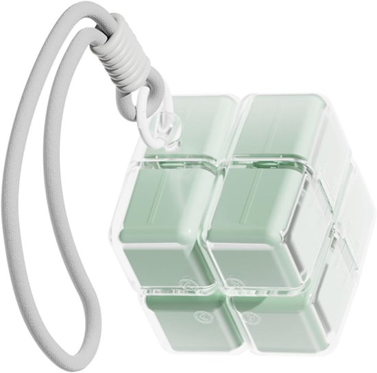 Medicine box - 7-day medicine box - Weekly pill box - Portable pill box for travel - Easy to open - 8 compartments - For storing vitamins and medicines - Green - Image 2