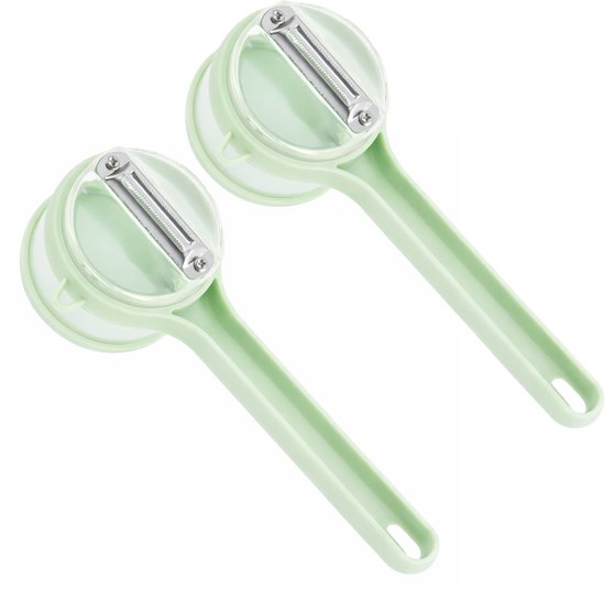 Vegetable Peeler - Fruit and Vegetable Peeler - with Storage Box - Safe and Efficient - Double-Sided Sharp Stainless Steel Blades - Easy to Clean - Process Fruits and Vegetables Easily and Conveniently - Set of 2 (Green) - Image 1