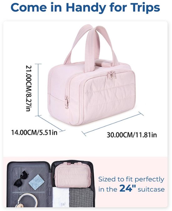 Multi-Zip Makeup Bag - Toiletry Bag - Spacious Storage, Organized Layered Design with Carry Handle - Ideal for Travel & Daily Use（Black） - Image 5