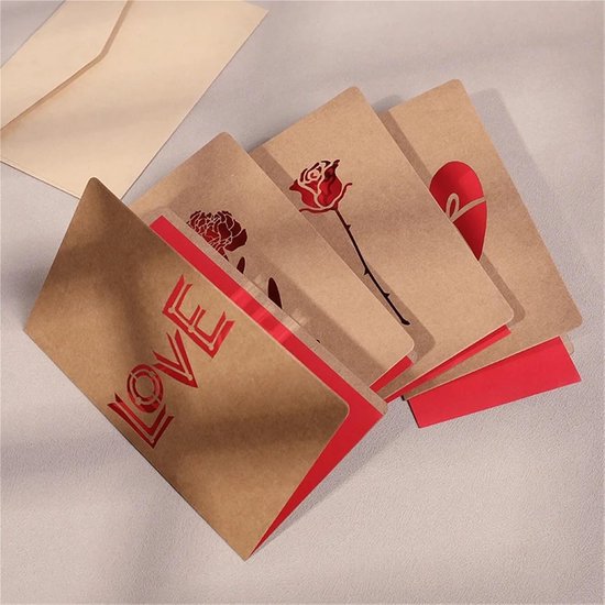 Set of 6 Valentine's Day Envelopes - Valentine's Day and Mother's Day Cards - Hollowed Heart Flowers - Birthday Party Supplies - Wedding Invitations - Image 3