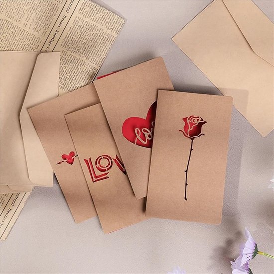 Set of 6 Valentine's Day Envelopes - Valentine's Day and Mother's Day Cards - Hollowed Heart Flowers - Birthday Party Supplies - Wedding Invitations - Image 6