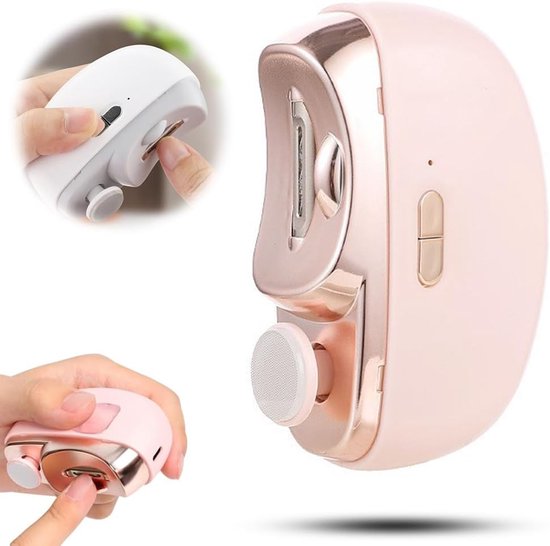 3-in-1 Electric Nail Clipper with LED Polishing Function – Safe Nail Cutting and Care for Seniors and Adults（Pink） - Image 1
