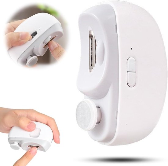 3-in-1 Electric Nail Clipper with LED Polishing Function – Safe Nail Cutting and Care for Seniors and Adults（White） - Image 1
