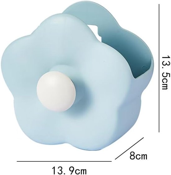 Flower-shaped Makeup Brush Holder - Multifunctional Makeup & Desk Storage Organizer - Compact Design 14.8 x 13.5 x 8 cm - Blue - Image 4