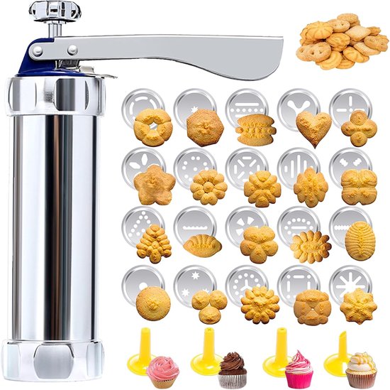 Cookie Press Set - With 20 Molding Plates & 4 Nozzles - For Making Cookies in Different Shapes - Image 1