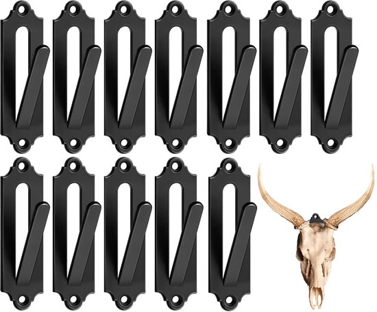 12-Piece Skull Wall Hook Set - Black Steel Hook for Decoration - Includes Mounting Kit - Image 1