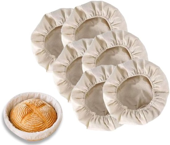 Set of 6 round proofing cloths (25 cm / 10 inch) – Fabric lining for proofing baskets – Natural woven – Ideal for sourdough and bread rising (round, without basket) - Image 1