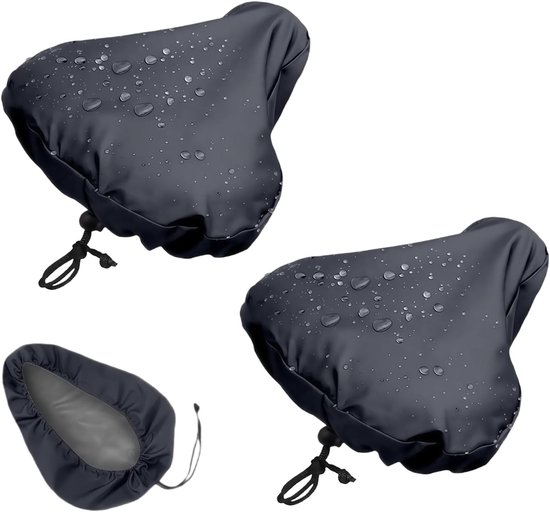 2-Piece Waterproof Bicycle Saddle Cover Set - Black - Rain Cover for Bicycle Saddle - Sun and Dust Resistant - With Drawstring - Unisex - Suitable for MTB, Road Bike & E-Bike - Image 1