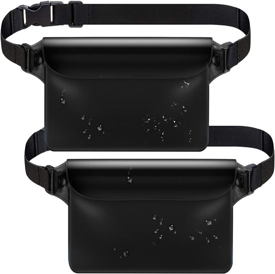 Waterproof Triple Zipper Waist Pack & Touchscreen Phone Case – 2-Piece Set – Ideal for Beach, Cruise, Swimming, Kayaking & Outdoor Activities（Black） - Image 1