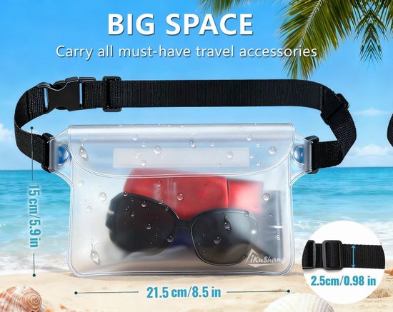 Waterproof Triple Zipper Waist Pack & Touchscreen Phone Case – 2-Piece Set – Ideal for Beach, Cruise, Swimming, Kayaking & Outdoor Activities（Black） - Image 3