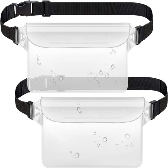 Waterproof Waist Pack with Triple Zipper & Touchscreen Phone Case – 2-Piece Set – Ideal for Beach, Cruise, Swimming, Kayaking and Outdoor Activities（White） - Image 1