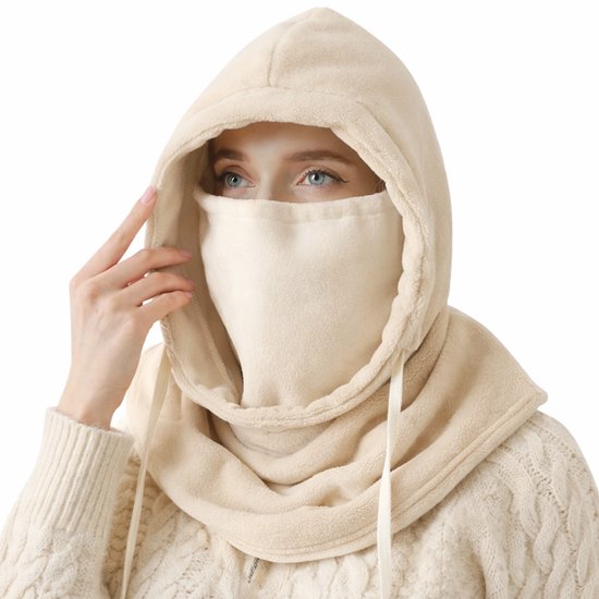 Windproof Hat – Warm Fleece Ski Mask & Winter Mask – Face & Neck Protector for Cold Weather – Suitable for Motorcycling, Cycling & Outdoor – Unisex（Beige） - Image 1