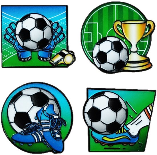 Football Sports Pin | Brooch - Stylish Backpack Pin - Pack of 4 - Cartoon Lapel Pin - Ideal as a gift, for parties or as an everyday accessory for clothes, bags and hats - Image 1
