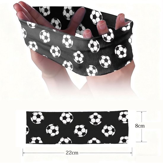 Football Themed Headband - Stretchy Printed Headband - Set of 6 - Sporty, Sweat-Wicking & Breathable - Wide-Brim Hair Accessory - Image 2