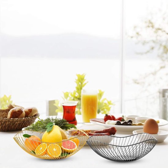 Fruit basket - fruit bowl - metal fruit bowl - 1 fruit basket - fruit basket - wire fruit basket - suitable for fruit, vegetables, groceries and decoration (black) - Image 1