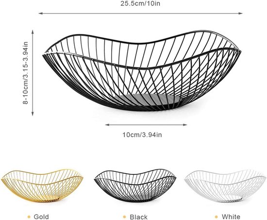 Fruit basket - fruit bowl - metal fruit bowl - 1 fruit basket - fruit basket - wire fruit basket - suitable for fruit, vegetables, groceries and decoration (black) - Image 4