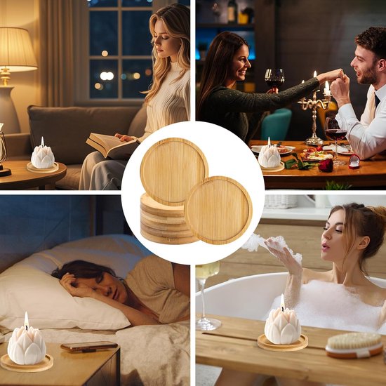 Coasters - Set of 8 - Round coasters - Wooden coasters - Suitable for water glasses, ornaments, candles, potted plants, etc. - Image 7